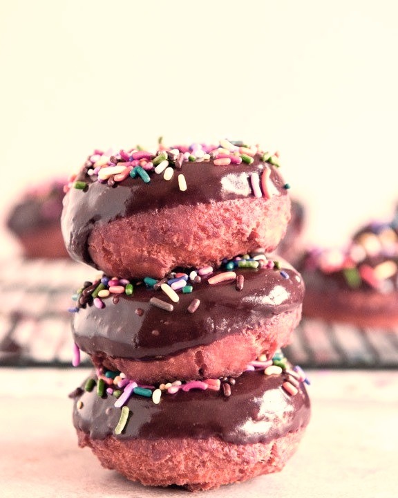 chocolate frosted cake donuts
